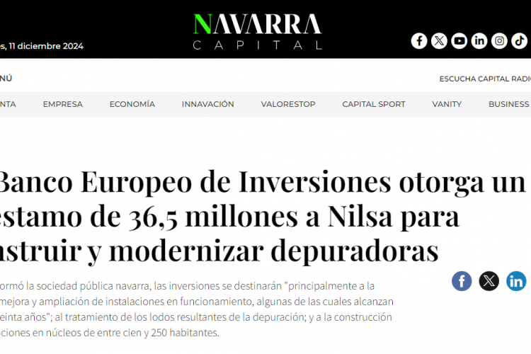 Fotografía del pantallazo de la noticia en la edición online de Navarra Capital 