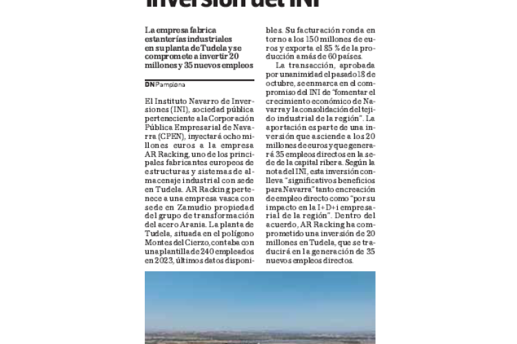 Fotografía del pantallazo de la noticia en la edición impresa de Diario de Navarra