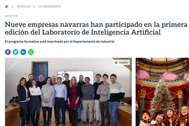 Fotografía del pantallazo de la noticia en la edición online de Diario de Navarra