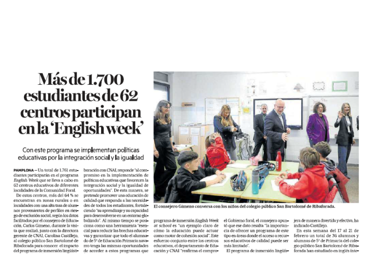 Fotografía del pantallazo de la noticia en la edición impresa del Diario de Noticias