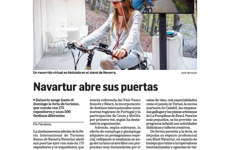 Fotografía del pantallazo de la noticia en la edición impresa del Diario de Navarra