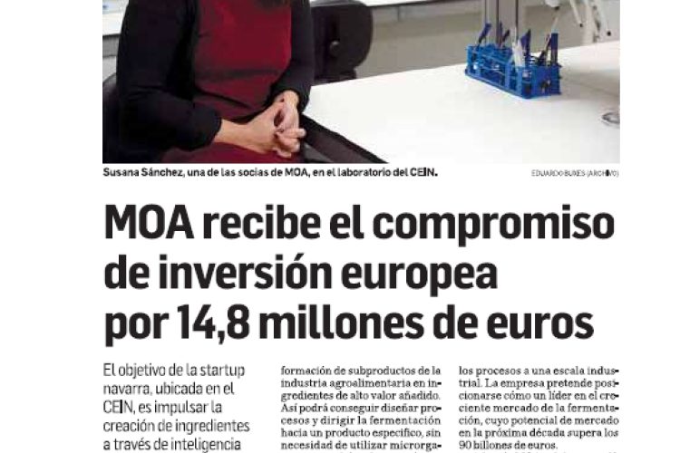 Fotografía del pantallazo de la noticia en la edición impresa del Diario de Navarra