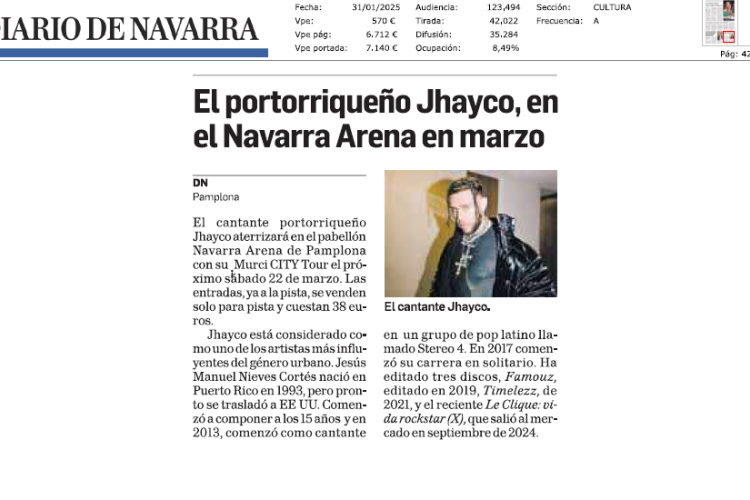 Fotografía del pantallazo de la noticia en la edición impresa de Diario de Navarra