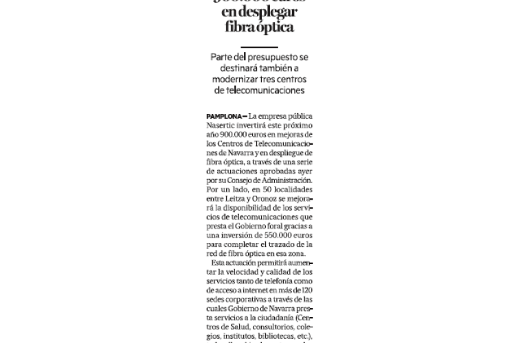 Fotografía del pantallazo de la noticia en la edición impresa del Diario de Noticias 