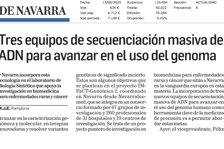 Fotografía del pantallazo de la noticia en la edición impresa del Diario de Navarra