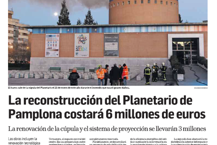 Fotografía del pantallazo de la noticia en la edición impresa del Diario de Navarra