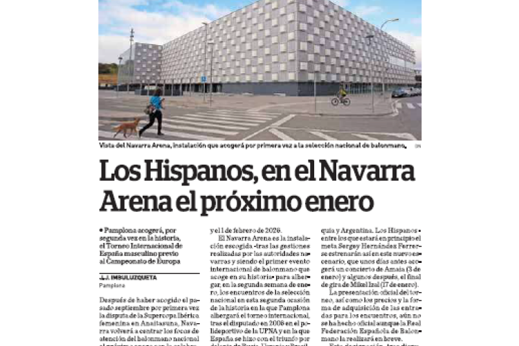 Fotografía del pantallazo de la noticia en la edición impresa de Diario de Navarra