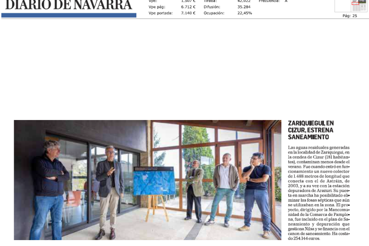 Fotografía del pantallazo de la noticia en la edición impresa de Diario de Navarra