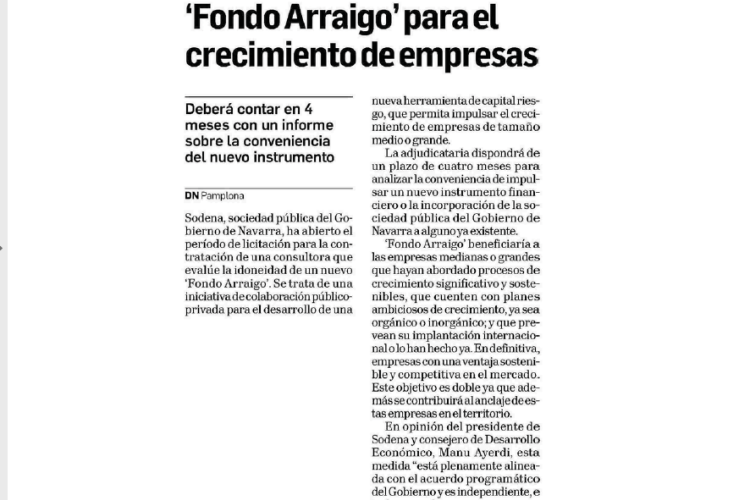 Noticia en la edición impresa del Diario de Navarra