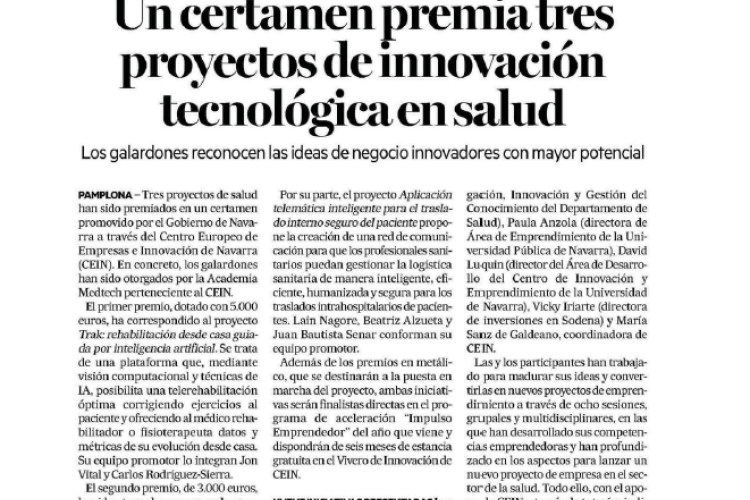 Noticia en la edición impresa de Diario de Noticias