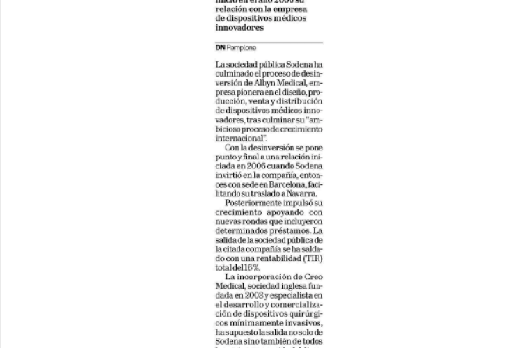 Noticia en la edición impresa del Diario de Navarra