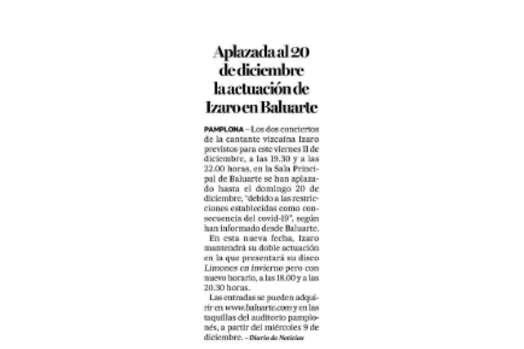 Noticia en la edición impresa del Diario de Noticias