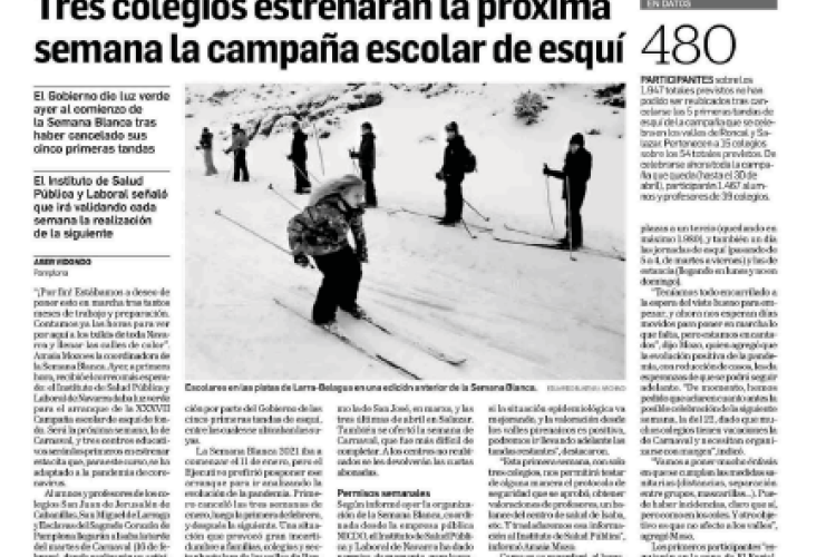 Fotografía del pantallazo de la noticia en la edición impresa del Diario de Navarra