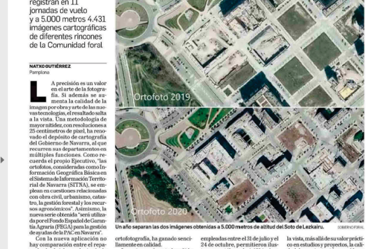 Fotografía del pantallazo de la noticia en la edición impresa del Diario de Navarra