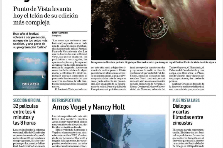 Fotografía del pantallazo de la noticia en la edición impresa del Diario de Navarra. 