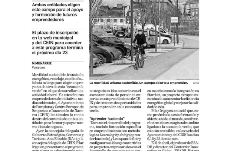 Fotografía del pantallazo de la noticia en la edición impresa del Diario de Navarra