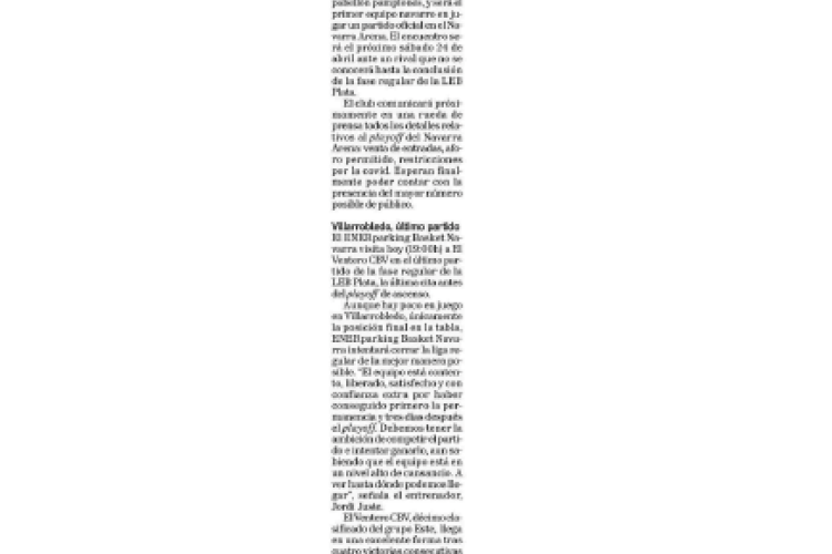 Fotografía del pantallazo de la noticia en la edición impresa del Diario de Navarra. 