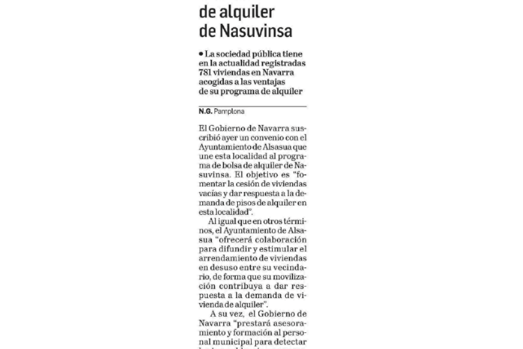 Fotografía del pantallazo de la noticia en la edición impresa del Diario de Navarra