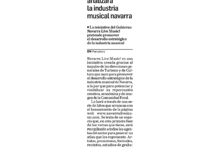 Fotografía del pantallazo de la noticia en la edición impresa del Diario de Navarra