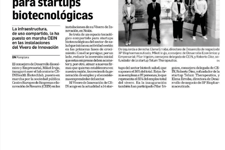 Fotografía del pantallazo de la noticia en la edición impresa del Diario de Navarra