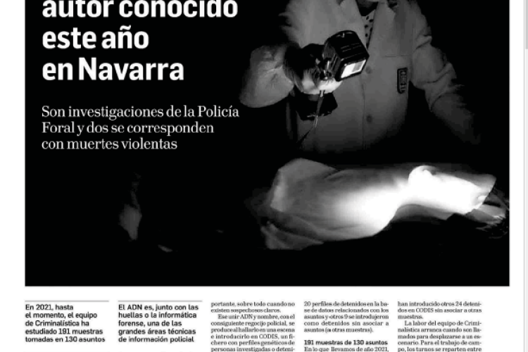 Fotografía del pantallazo de la noticia en la edición impresa del Diario de Navarra