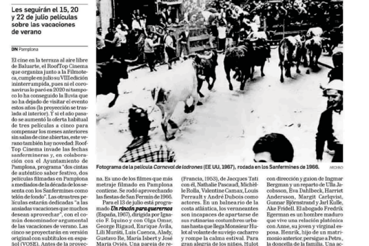 Fotografía del pantallazo de la noticia en la edición impresa del Diario de Navarra