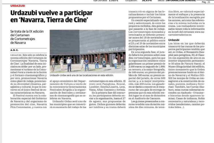Fotografía del pantallazo de la noticia en la edición impresa del Diario Vasco