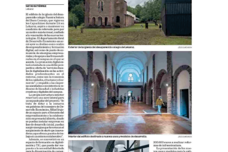 Fotografía del pantallazo de la noticia en la edición impresa del Diario de Navarra