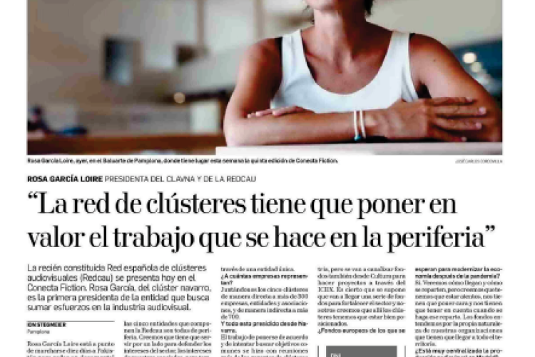 Fotografía del pantallazo de la noticia en la edición impresa del Diario de Navarra
