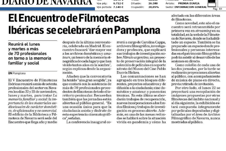 Fotografía del pantallazo de la noticia en la edición impresa del Diario de Navarra.