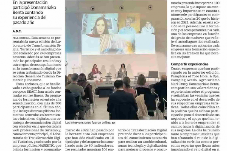 Fotografía del pantallazo de la noticia en la edición impresa del Diario Vasco.