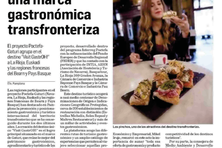 Fotografía del pantallazo de la noticia en la edición impresa del Diario de Navarra