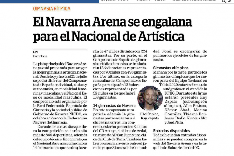 Fotografía del pantallazo de la noticia en la edición impresa del Diario de Navarra.
