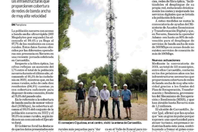 Fotografía del pantallazo de la noticia en la edición impresa del Diario de Navarra