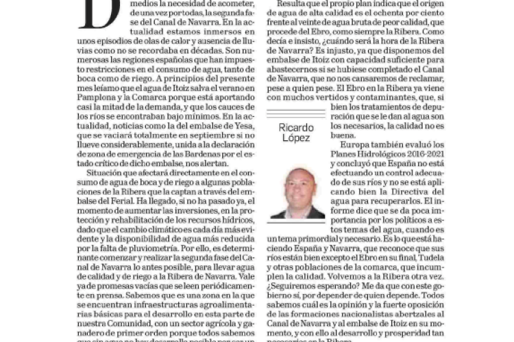 Fotografía del pantallazo de la noticia en la edición impresa del Diario de Navarra