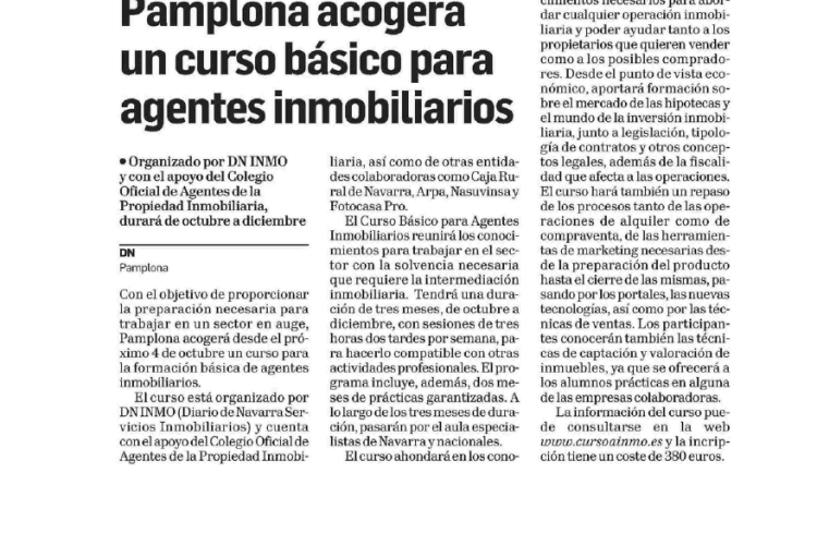 Fotografía del pantallazo de la noticia en la edición impresa del Diario de Navarra