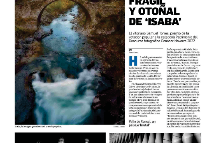 Fotografía del pantallazo de la noticia en la edición impresa del Diario de Navarra