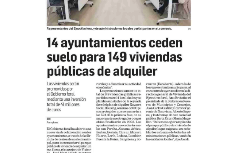 Fotografía del pantallazo de la noticia en la edición impresa del Diario de Navarra