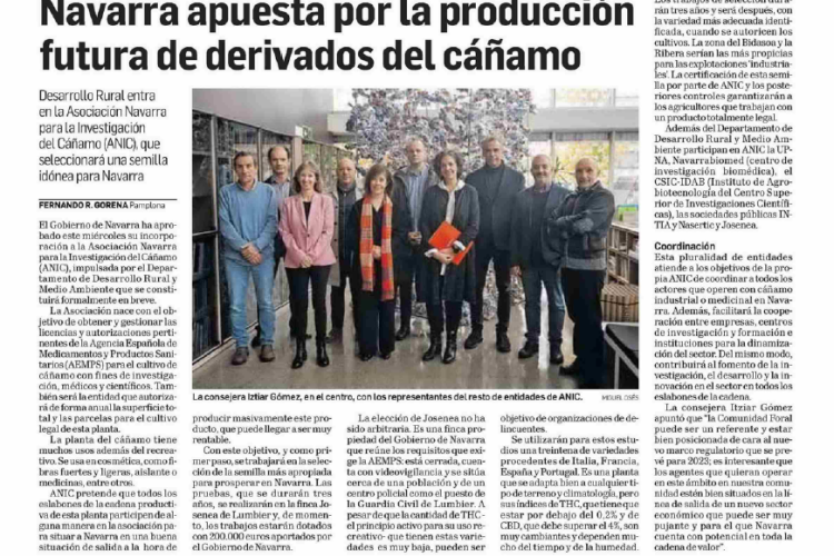 Fotografía del pantallazo de la noticia en la edición impresa del Diario de Navarra