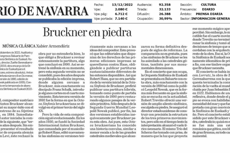 Fotografía del pantallazo de la noticia en la edición impresa del Diario de Navarra