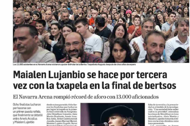 Fotografía del pantallazo de la noticia en la edición impresa del Diario de Navarra
