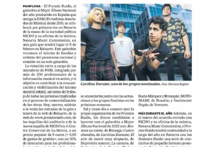 Fotografía del pantallazo de la noticia en la edición impresa del Diario de Noticias