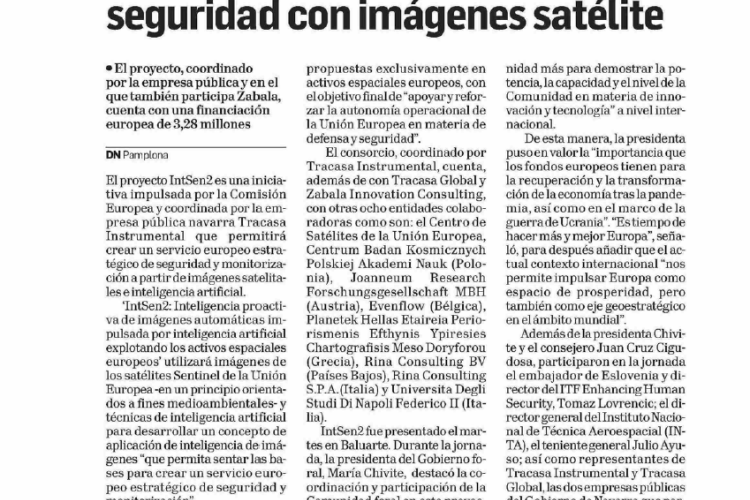 Fotografía del pantallazo de la noticia en la edición impresa del Diario de Navarra