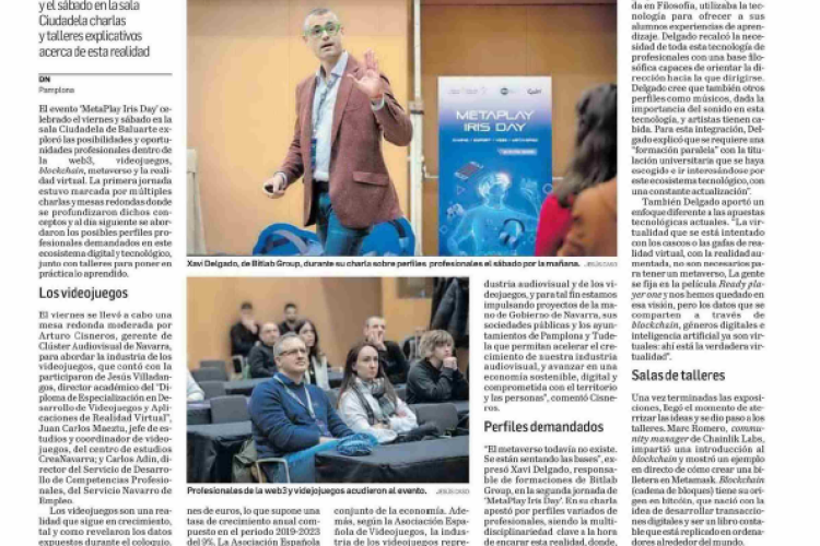 Fotografía del pantallazo de la noticia en la edición impresa del Diario de Navarra