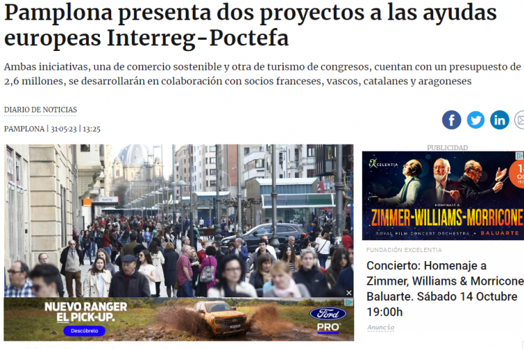 Fotografía del pantallazo de la noticia en la edición online del Diario de Noticias