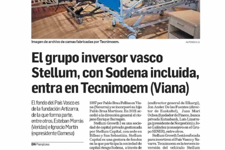 Fotografía del pantallazo de la noticia en la edición impresa del Diario de Navarra