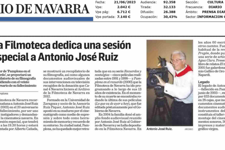 Fotografía del pantallazo de la noticia en la edición impresa de Diario de Navarra