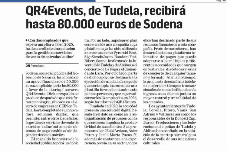 Fotografía del pantallazo de la noticia en la edición impresa del Diario de Navarra