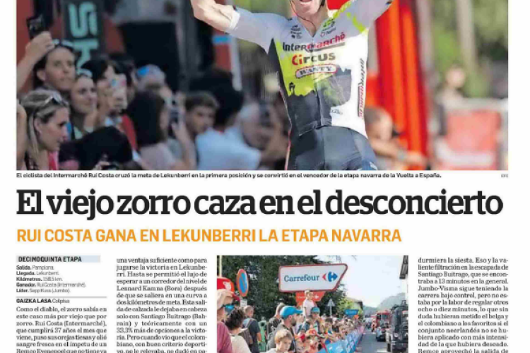 Fotografía del pantallazo de la noticia en la edición impresa del Diario de Navarra