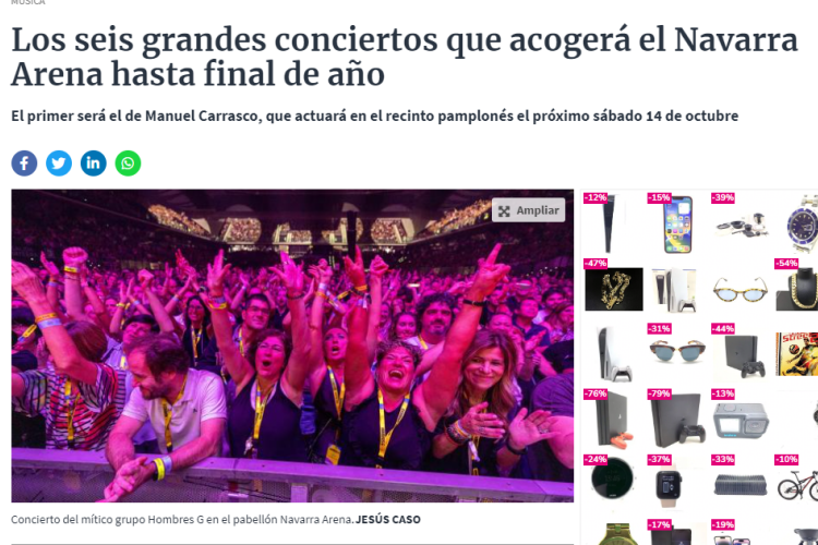 Fotografía del pantallazo de la noticia online del Diario de Navarra